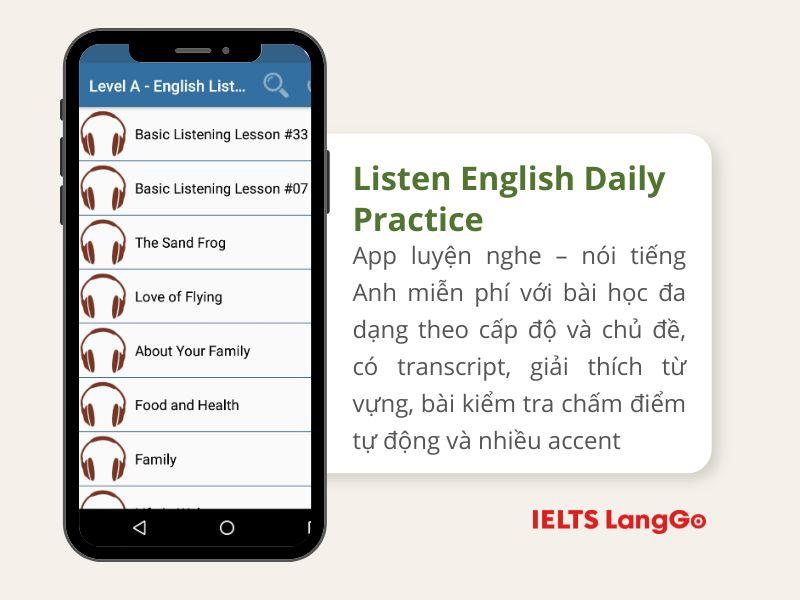 Listen English Daily Practice – Luyện nghe tiếng Anh theo cấp độ và chủ đề