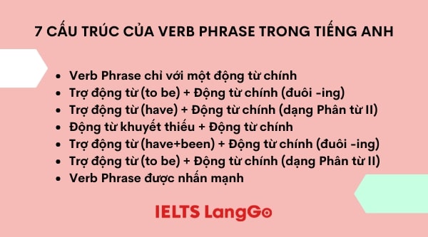 7 cấu trúc của Verb Phrase trong Tiếng Anh