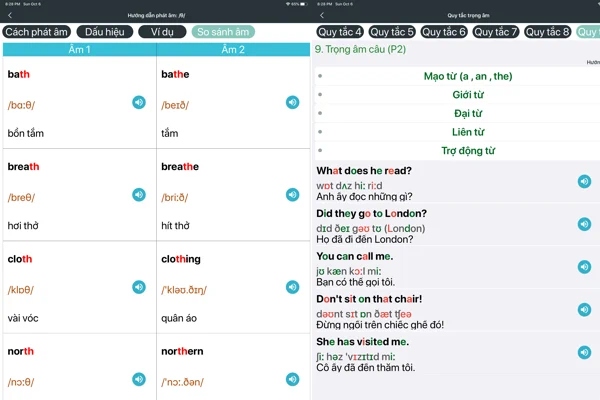 App học tiếng Anh cho học sinh cấp 2 tập trung vào phát âm