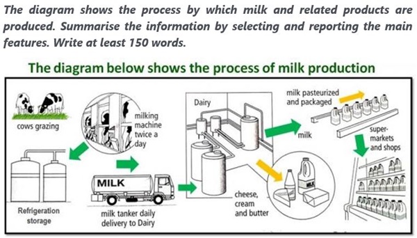 Đề bài mẫu về Process of milk production trong IELTS