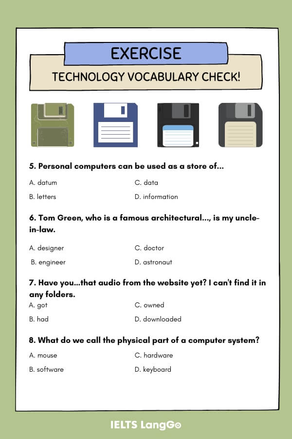 IELTS vocabulary technology practice