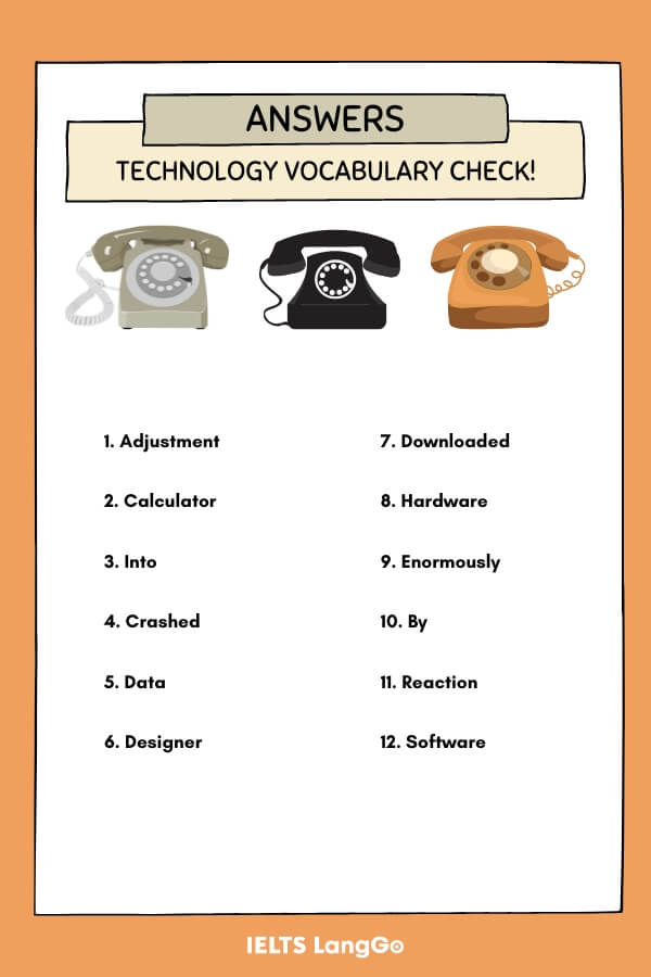 Answers for IELTS vocabulary for technology