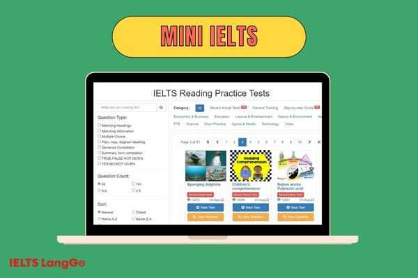 Bạn có thể tận dụng Mini IELTS như trang web luyện đọc tiếng Anh