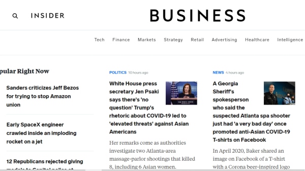 Business Insider là trang báo online cải thiện kỹ năng Reading tuyệt vời
