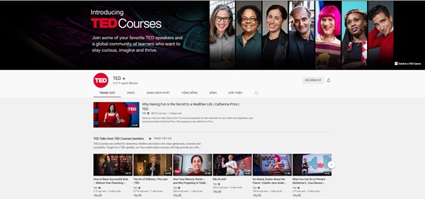 Kênh Youtube luyện nghe Tiếng Anh chất lượng TED Talks