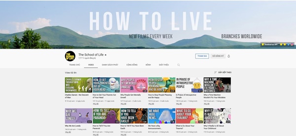 Kênh Youtube luyện nghe Tiếng Anh The School of Life