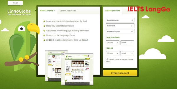 Trang web học Speaking IELTS online - LingoGlobe