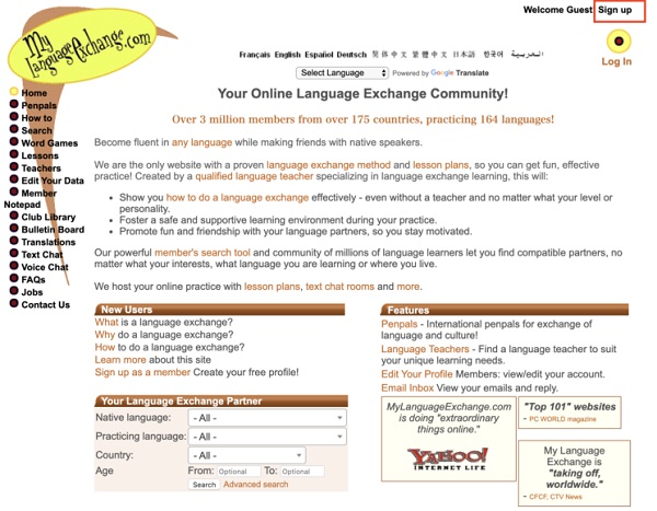 Trang web học Speaking IELTS My Language Exchange