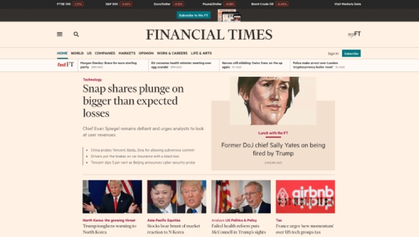 The Financial Times là tờ báo chuyên về tài chính