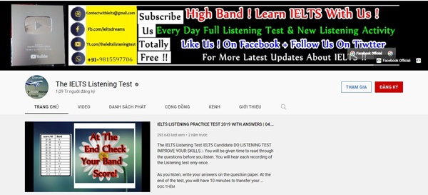 The IELTS Listening Test - Kênh Youtube luyện nghe Tiếng Anh hiệu quả