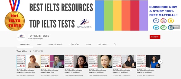 Kênh Youtube luyện nghe Tiếng Anh - TOP IELTS TESTS